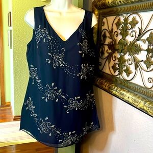 NWT Alfred Angelo Top -formal superb  beaded-sleeveless chiffon overly Sz 14